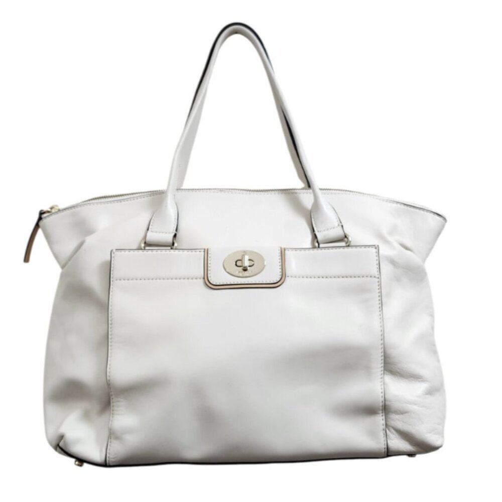 Kate Spade Hampton Road Janie Bag White Leather Satchel Shoulder Bag - Picture 3 of 15